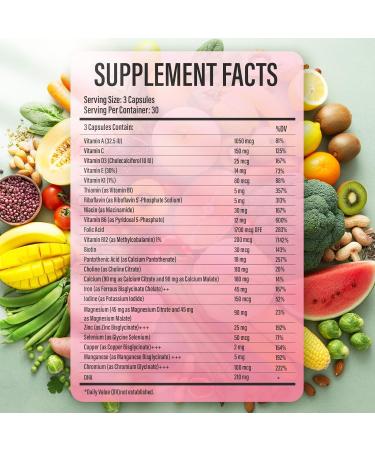 Lazpowfi Prenatal Vitamins for Women Postnatal Multivitamin with Folic Acid DHA Choline for Pregnant and Breastfeeding Women Niacinamide Biotin and Minerals 27 in 1 Supplement 90 Capsules-30 Servings - Buy Online on GoSupps.com