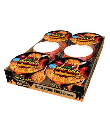 Nissin Hot & Spicy Fire Wok Molten Chili Chicken 4.37 Ounce (Pack of 6)