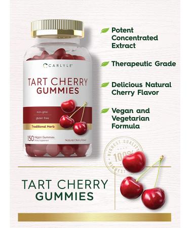 Carlyle Tart Cherry Gummies 2000mg - 150ct | Natural Cherry Flavor | Vegan, Non-GMO, Gluten Free - Buy Online on GoSupps.com