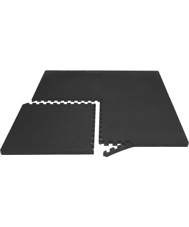 Prosource Fit 1 Extra Thick Puzzle Exercise Mat - Black EVA Foam Interlocking Tiles for Home and Gym - 24 Sq Ft - Buy Online on GoSupps.com