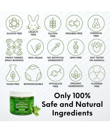 Krishna's Cupboard Supernatural Organic Tooth Cleaning Powder - All-Natural Stain Remover & Teeth Whitener Fluoride-Free Vegan Toothpaste (Spearmint 1.25 oz - Buy Online on GoSupps.com