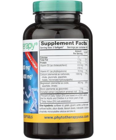 Phyto-Therapy Liquid Calcium with Magnesium Softgels 1000 mg 180 Count - Buy Online on GoSupps.com