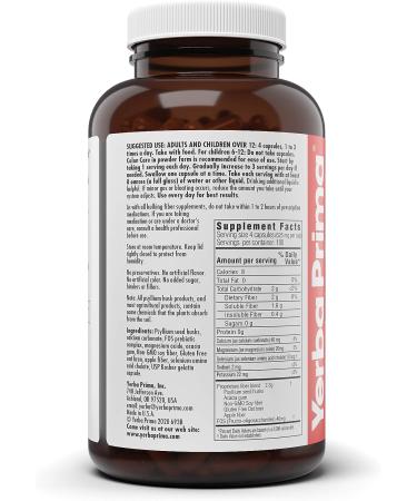 Yerba Prima Prebiotic Colon Care Capsules - 400 Caps - Fiber & FOS Dietary Supplement - Buy Online on GoSupps.com