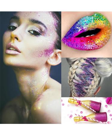 Veroa 12 Colors Chunky Glitter Set for Face, Body, and Hair - Festivals, Parties, Raves - Bright Festive Accessories (5g*12PCS) - Buy Online on GoSupps.com