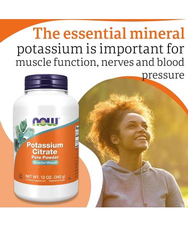 Now Foods Potassium Citrate 340g Vegan Powder - Lab-Tested Minerals - Gluten Free, Soy Free, Vegetarian - Buy Online on GoSupps.com