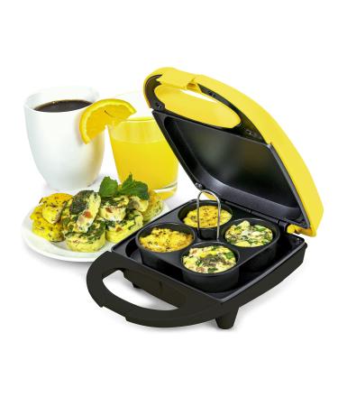 Nostalgia MyMini Personal Breakfast Bites, Perfect for Eggs, Omelets Muffins, Sandwiches, Desserts, Keto, Healthy Snack Size & Paleo, Portion Control Cook 4 Mini Pieces at A Time, Yellow Egg Bite Maker