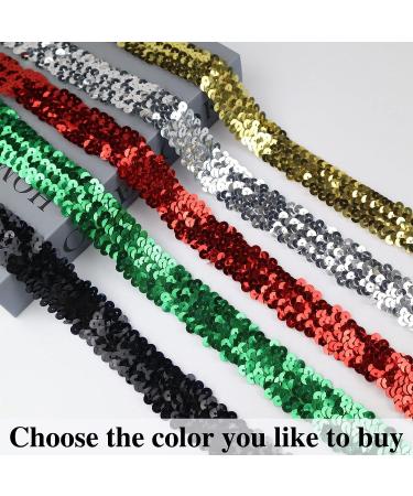 Green Elastic Sequin Ribbon Trim - 10 Yards, 1 Inch - Stretch Fabric Sewing Trim for Dance Dress and Headband Embellishment - Buy Online on GoSupps.com