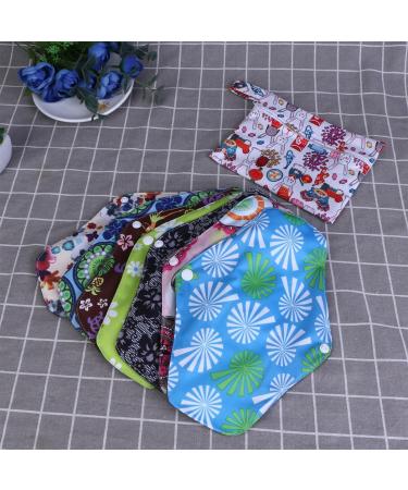 7Pcs Washable Bamboo Charcoal Reusable Menstrual Pads Set with Wet Bag - Eco-Friendly Menstrual Cloth Pads & Panty Liners for Women - Buy Online on GoSupps.com