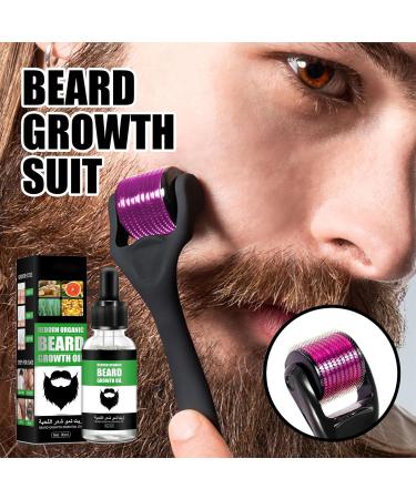 Beard Growth Kit with 0.5mm Derma Roller and Beard Oil Serum for Men - Grooming and Rapid Growth Solution (Type2) - Buy Online on GoSupps.com