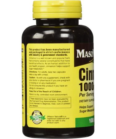 Cinnamon 1000mg Supplement Capsules by Mason - 100 Ea - Buy Online on GoSupps.com