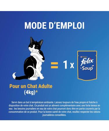 FELIX Soup Original | Adult Cat | Selection of Beef Chicken and Lamb | Pack of 8 | 6 x 48g | Soup Bag - Buy Online on GoSupps.com