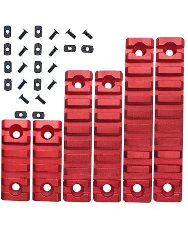 GOTICAL Pack of 6-2 Pieces of Mlok 5 Slots 2 Pieces of Mlok 9 Slots 2 Pieces of Mlok 11 Slots Red Color 12 Screw and 12 Nuts with 3 Allen Wrench