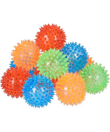 Relaxdays Hedgehog Ball Set of 12 - Colorful LED Bouncy Balls for Kids - 4 Flashing Colors 6.5 cm - Buy Online on GoSupps.com