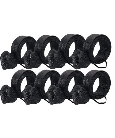 Facune 8 Pack Fishing Rod Socks Fishing Rod Sleeve Casting/Spinning Fishing Rod Cover Braided Mesh Rod Protector Pole Gloves for Fly Sea Fishing Rod and Other Common Fishing rods(Black)