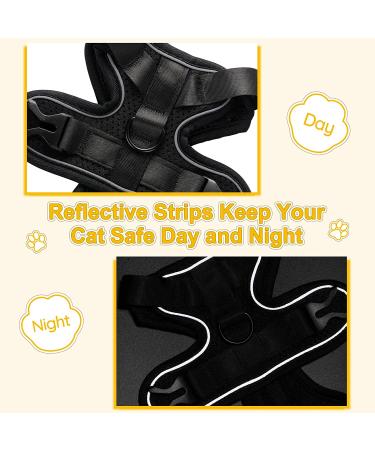 CatRomance XS Black Cat Harness: Escape Proof, Breathable Mesh, Adjustable with Leash Set and Reflective Strips - Buy Online on GoSupps.com