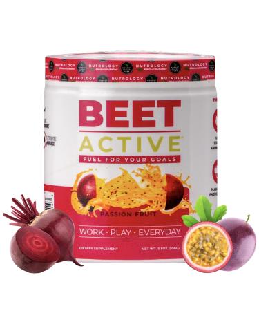 Nutrology Beet Active Natural Pre-Workout Powder Supports Energy Endurance & Nitric Oxide Flow with Beet Powder Yerba Mate & Electrolytes Vegan Pre Workout Passion Fruit Flavor 30 Servings