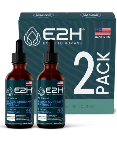 E2H Natural Black Currant Extract Cold Pressed Black Currant Seed - Immune System Health - Fast Absorbing Liquid (2 Bottles) 2 Fl Oz (Pack of 2)