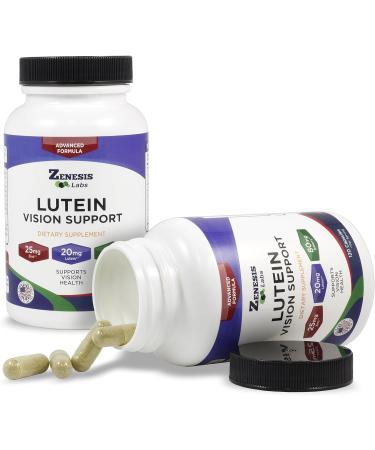 Zenesis Labs Lutein Vision Support - Essential Eye Vitamin - with Bilberry Beta-Carotene Zinc Grapeseed & Other Minerals - 120 Capsules - 60 Day Supply - Buy Online on GoSupps.com