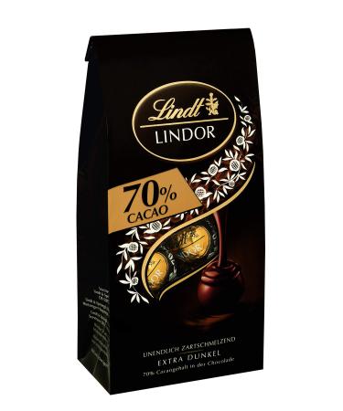 Lindt chocolate lindor balls 70% cocoa extra dark |137 g bag |approx. 10 balls of fine -colored chocolate chocolate with a delicately melting filling |Praline gift |Chocolate gift 70% cocoa 136 g (1 Pack) - Buy Online on GoSupps.com
