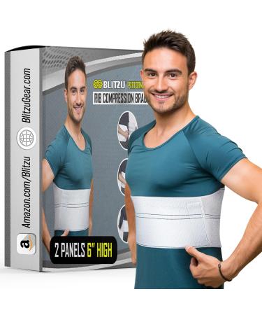 BLITZU Broken Rib Brace Chest Binder & Wrap Belt for Post-Surgery Cracked Fractured Dislocated Ribs Pain and Strain Treatment. Rib Cage Protection Compression and Support. Regular Size