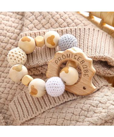 Wooden Rattle for Babies | BPA-Free Teething Ring | Sensory Toy for Newborns - Buy Online on GoSupps.com