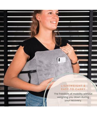 MOYOAMA Post Mastectomy Pillow - Breast Cancer Surgery Recovery and Augmentation Support - Lightweight with 4 Pockets - Grey Plush Breast Cancer Gifts - Buy Online on GoSupps.com