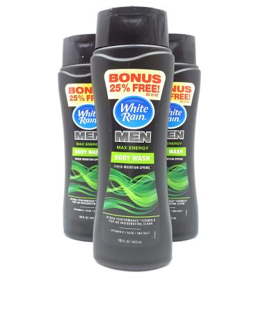 White Rain 3 MEN Body Wash Max Energy Sea Salt Aloe Vitamin E 45 FL OZ