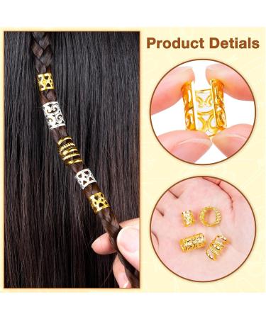 Melliex 70 Pieces Dreadlocks Jewelry - Aluminum Hair Rings for Braids Adjustable Woven Hair Accessories for Men & Women - Silver & Gold - Buy Online on GoSupps.com