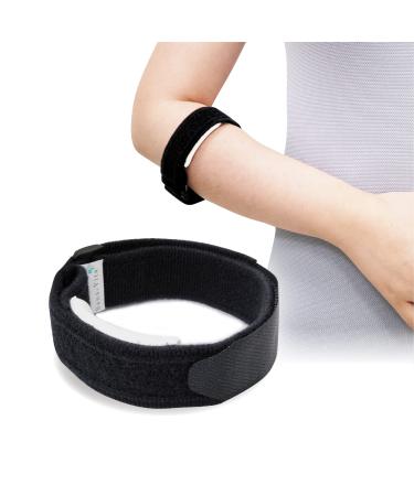 Sana-Vita Tennis Elbow Brace Forearm Brace Support Band with Compression Pad and Elbow Strap Wrap Golfers and Tennis Elbow and Bursitis Elbow Brace for Women and Men Fits 13.5"Black 2 pieces