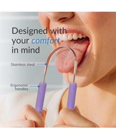 Stainless Steel Tongue Scraper for Adults - 2 Pack with Travel Cases | Reduce Bad Breath Fast | Metal Tongue Cleaner - Buy Online on GoSupps.com