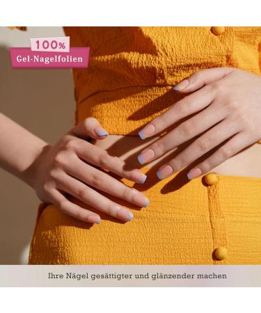 Danni & Toni Half Hardened Gel Nail Films - Sunlit Serenity Pink Blue Graduation UV Nail Foil Stickers | Self-Adhesive 28 Sticker Design - Buy Online on GoSupps.com