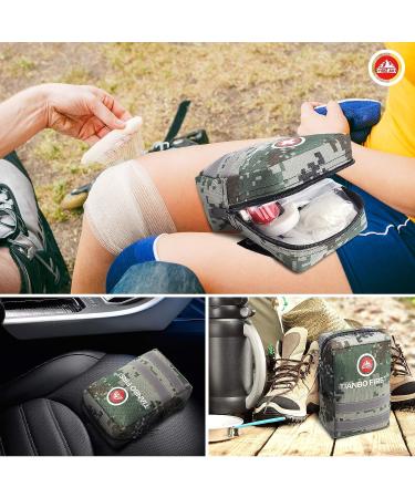 TIANBO FIRST Small First Aid Kit - 120 Pieces Compact Survival Bag for Camping, Hiking, and Travel - Medical Safety Case for Emergencies - Light Green Camo - Buy Online on GoSupps.com