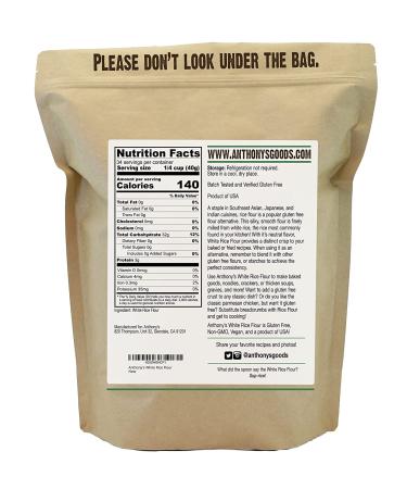 Anthony's Premium White Rice Flour 3 lb - Gluten Free, Non GMO, Unbleached - Buy Online on GoSupps.com