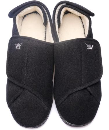 Happy Touch Women's 80D Memory Foam Diabetic Slippers - Adjustable Closures - Size 9 - Black/White - Buy Online on GoSupps.com