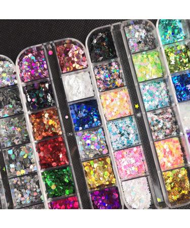 Holographic Nail Sequins Shapes Set - Butterfly, Hearts, Stars | Iridescent Glitter Flakes for Nail Art, Crafts, Makeup - 4 Boxes (Style A) - Buy Online on GoSupps.com