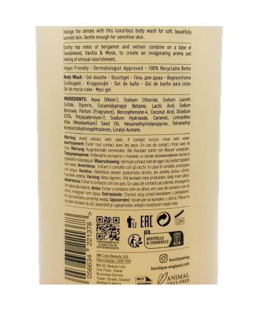 Boutique Sandalwood & Vetiver Body Wash 33.8 fl oz 96% Natural Essential Oils Vegan Soap Free - Buy Online on GoSupps.com