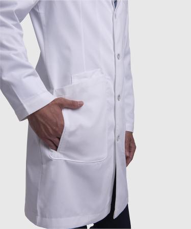 Dr. James Men's Professional Lab Coat - Tailored Fit, 4 Button Closure, Multiple Pockets, White, 39 Inch Length, Medium - Buy Online on GoSupps.com