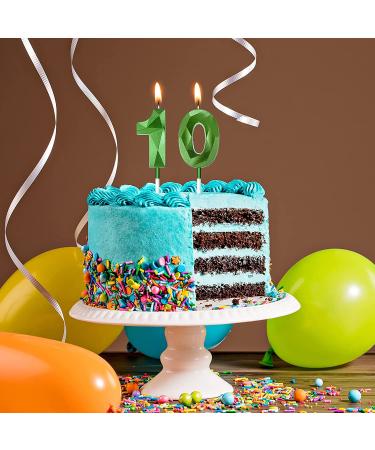 10th Birthday Number Candles - Happy Birthday Cake Topper Decoration in Green - Buy Online on GoSupps.com