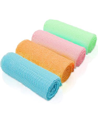 DYKL 4 Pack Exfoliating Washcloth Japanese Nylon Body Scrubber Towel Durable Back Scrubber Playing The Role of Cleaning Pores Preventing Clogging of Pores and Protecting The Skin.