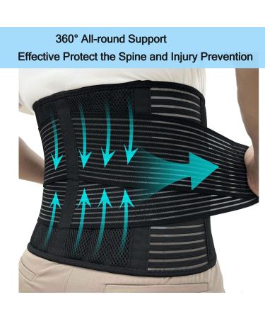 SURPOWN Back Support Belt - Lumbar Support Brace for Men and Women - Back Pain Relief and Injury Prevention - Posture Corrector for Scoliosis, Sciatica, Spinal Alignment - Black - Buy Online on GoSupps.com