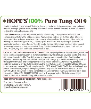 Hope's 100% Pure Tung Oil - Waterproof Natural Wood Finish & Sealer 32 Fl Oz - Buy Online on GoSupps.com