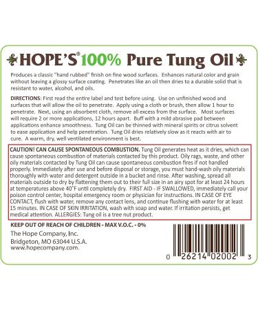 HOPE'S 100% Pure Tung Oil  Waterproof Natural Wood Finish and Sealer  32 Fl Oz  2 Pack Two  32 Fl Oz - Buy Online on GoSupps.com