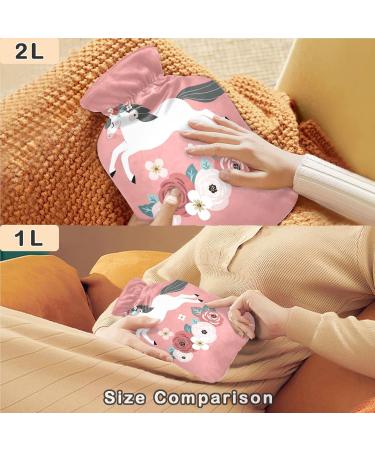 Naanle 2L Flower Horse Unicorn Hot Water Bottle with Cover Large Heat & Cold Therapy for Pain Relief | Perfect for Bed Hands & Feet - Buy Online on GoSupps.com