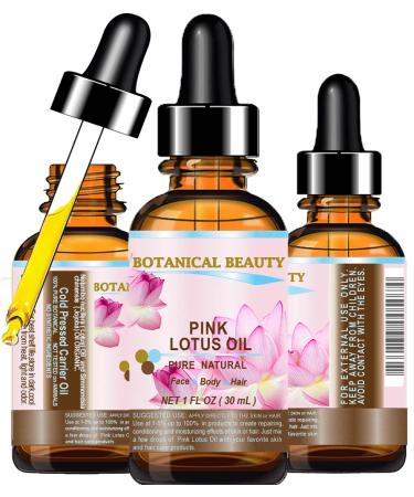 Botanical Beauty PINK LOTUS OIL Pure Natural 1 fl oz - 30ml. for Face Skin Hair Anti Aging Face Oil rich in natural source of Vitamin C