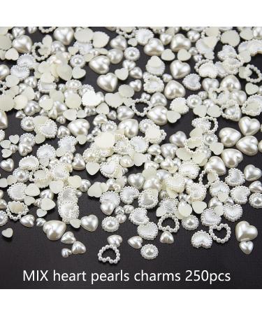 500Pcs AB Color Heart Pearls Nail Charms | Beige Creamy White | Multi Shapes and Sizes | 3D Manicure and DIY Crafts Accessories - Buy Online on GoSupps.com