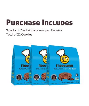 FreeYumm Double Chocolate Soft Baked Cookies - Plant Based & Allergy Friendly - Gluten Free Snacks for School - 21 Individually Wrapped Cookies - 5.4oz x 3 Pack - Buy Online on GoSupps.com
