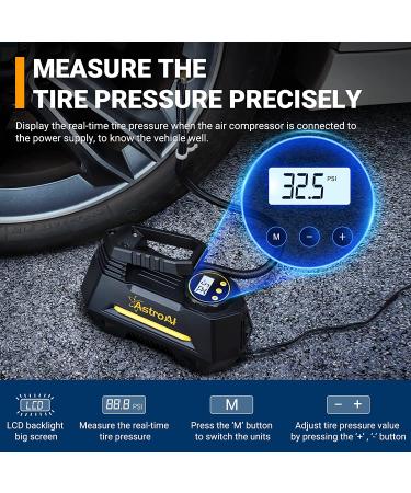 AstroAI Portable Air Compressor Tire Inflator with Digital Gauge - 100PSI  Emergency LED Light - for Car  Bicycle  Balloons - Buy Online on GoSupps.com