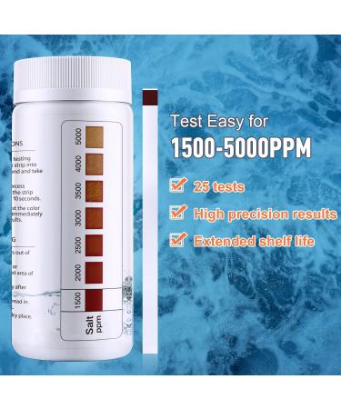 TRUEDIRECTION Pool Water Test Strips for Salt Water | Accurate Swimming Pool & Spa Testing | 1500-5000 ppm TD-SALT-25 - Buy Online on GoSupps.com