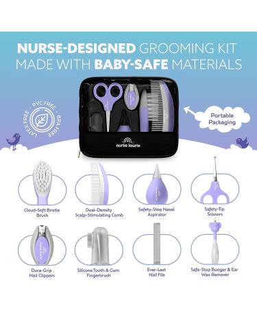9-in-1 Baby Grooming Kit for Newborn Boys & Girls - Complete Infant Care Set with First Aid, Bath, Cradle Cap, Hygiene, Hair, Nail, Safety & Healthcare Essentials - Pediatric Nurse & Mom Designed - Purple - Buy Online on GoSupps.com