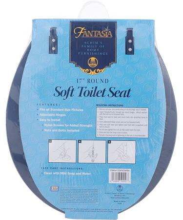 Fantasia Navy 17 Inch Soft Standard Vinyl Toilet Seat with Comfort Foam Cushioning - Easy to Install - Fits All Standard Size Fixtures - Buy Online on GoSupps.com